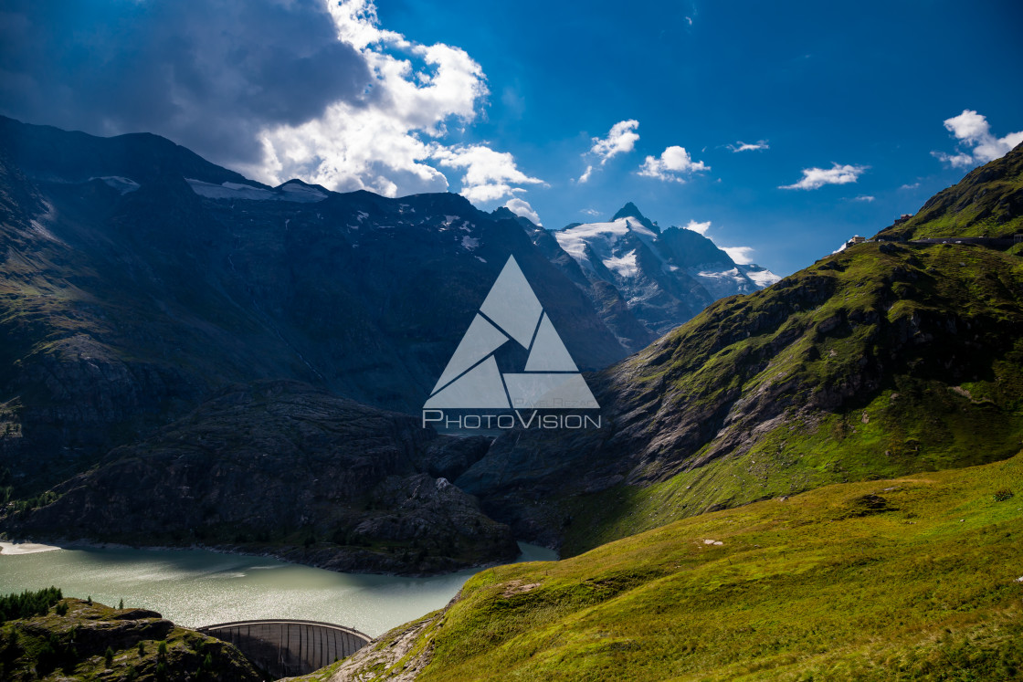 "The glacier lake Margaritzenstausee and the dam" stock image