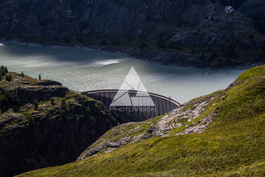 "The glacier lake Margaritzenstausee and the dam" stock image