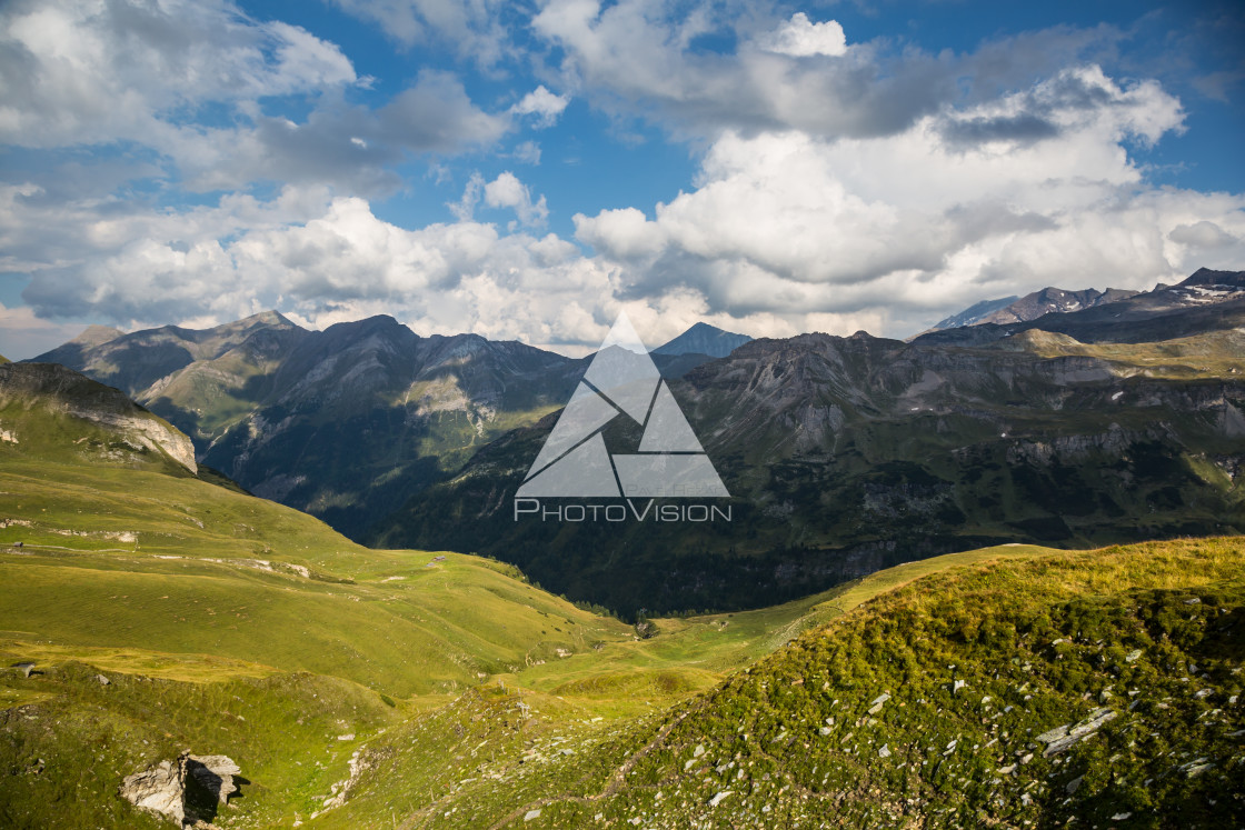 "Alpine valley on a beautiful summer day" stock image