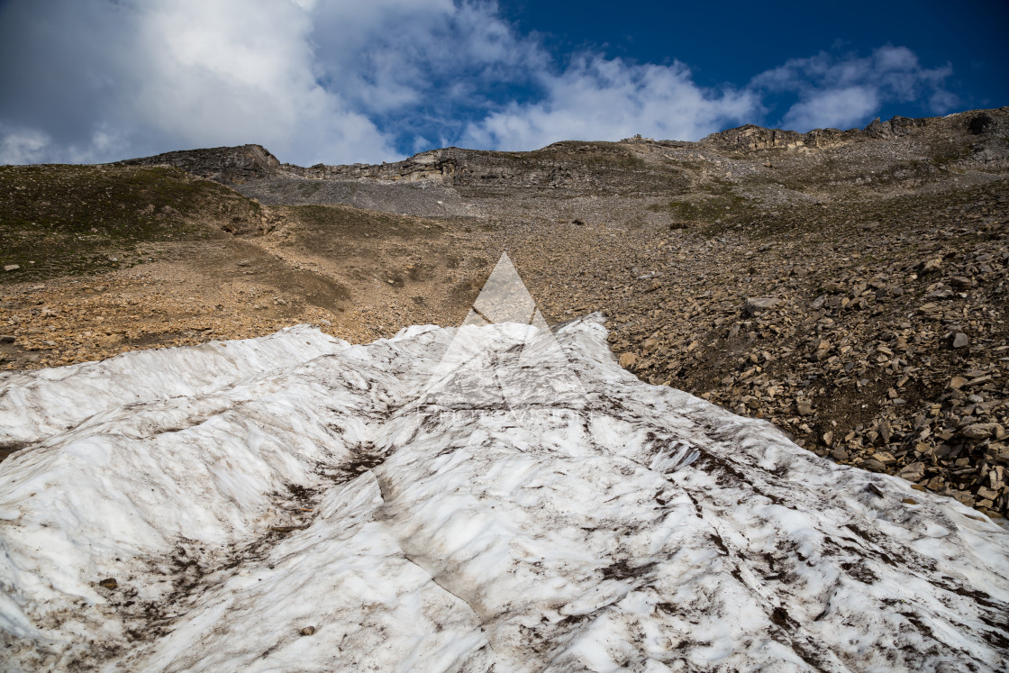 "The last snow in the summer in the Alps" stock image