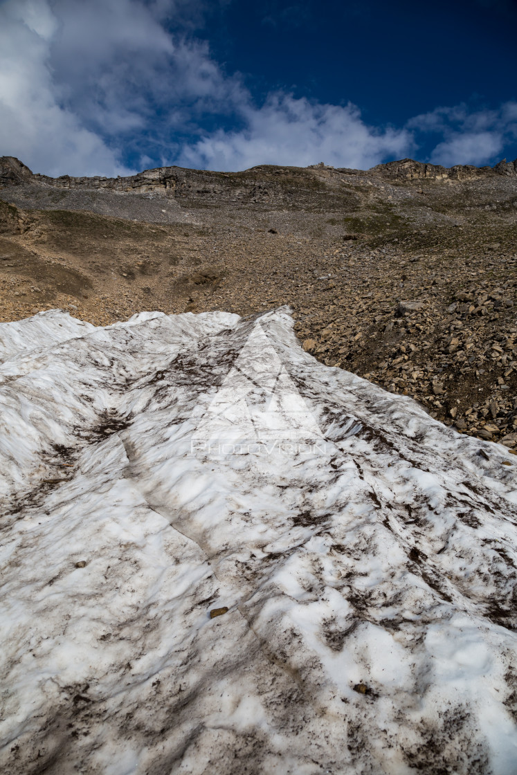 "The last snow in the summer in the Alps" stock image