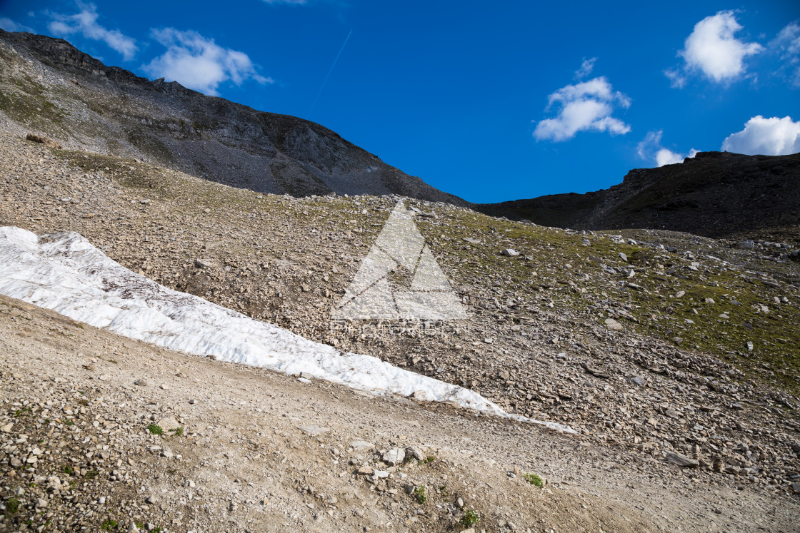 "The last snow in the summer in the Alps" stock image