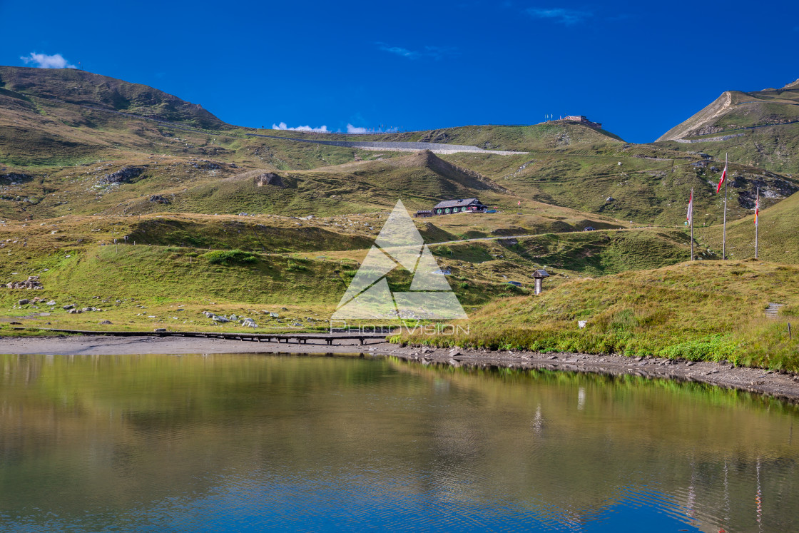 "Alpine valley, high mountain roads" stock image