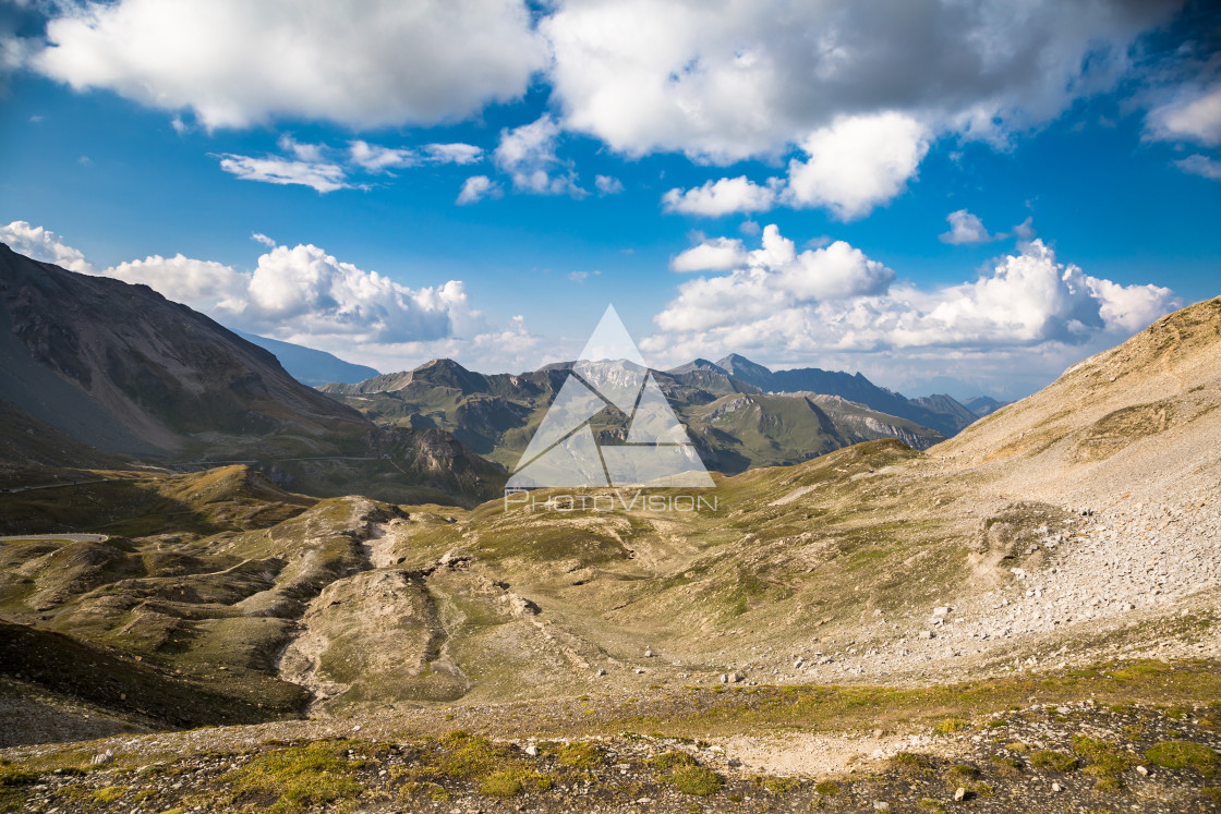 "Panorama Alpine valley on a beautiful summer day" stock image