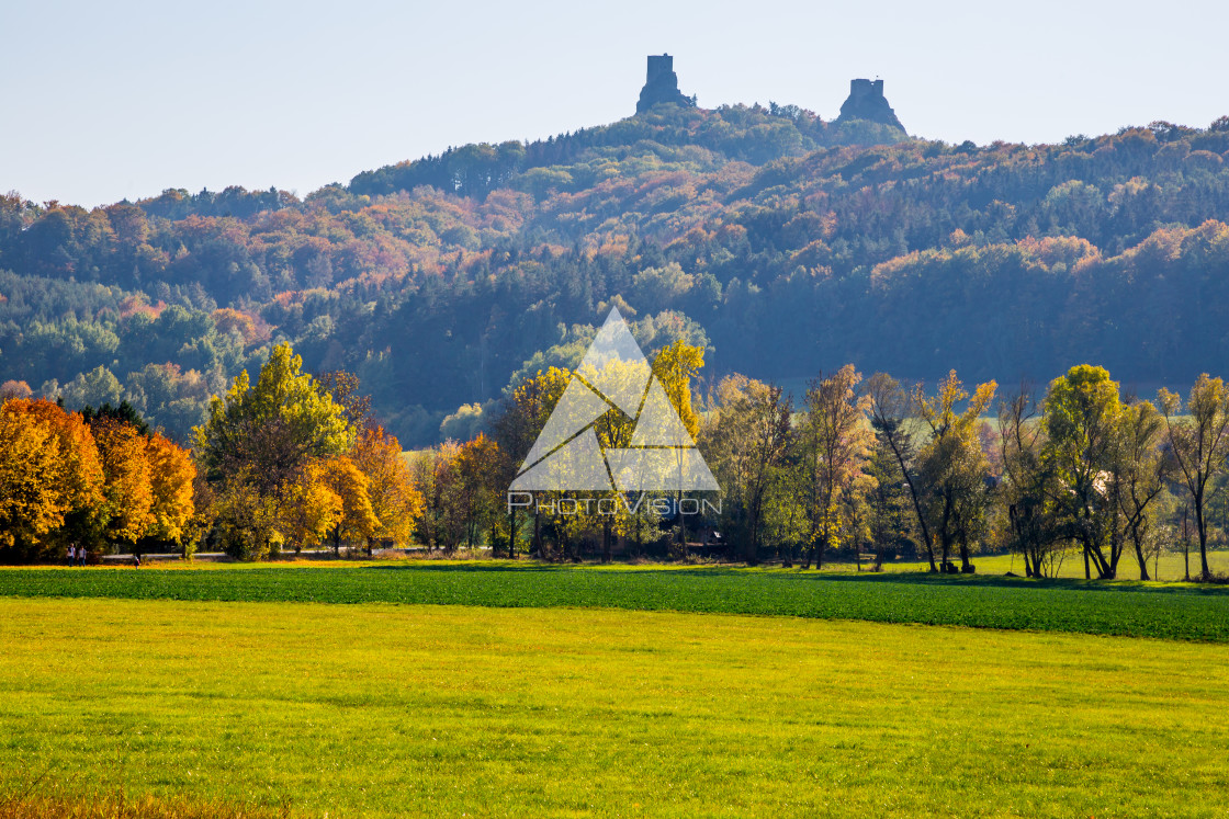 "Ruins of medieval Trosky Castle in Bohemia" stock image