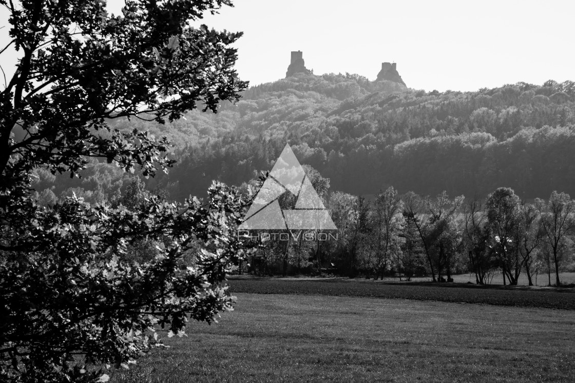 "Ruins of medieval Trosky Castle in Bohemia" stock image