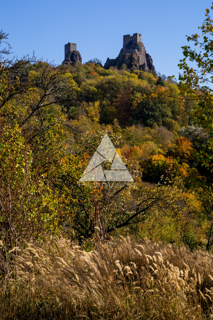 "Ruins of medieval Trosky Castle in Bohemia" stock image