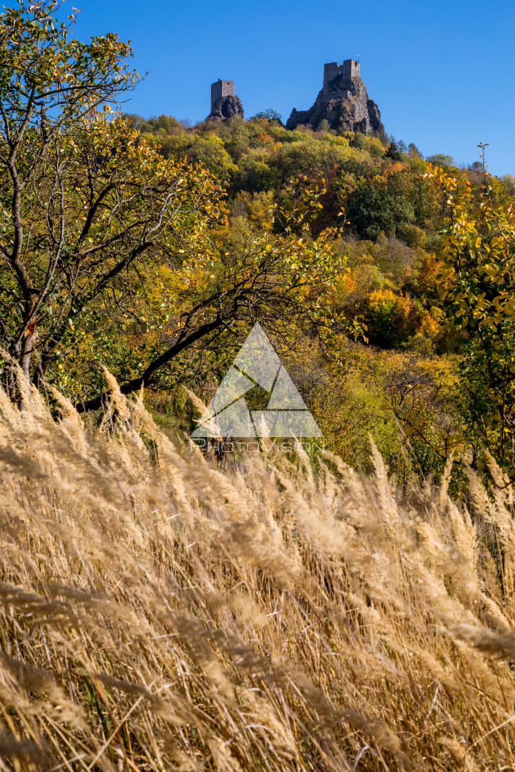 "Ruins of medieval Trosky Castle in Bohemia" stock image