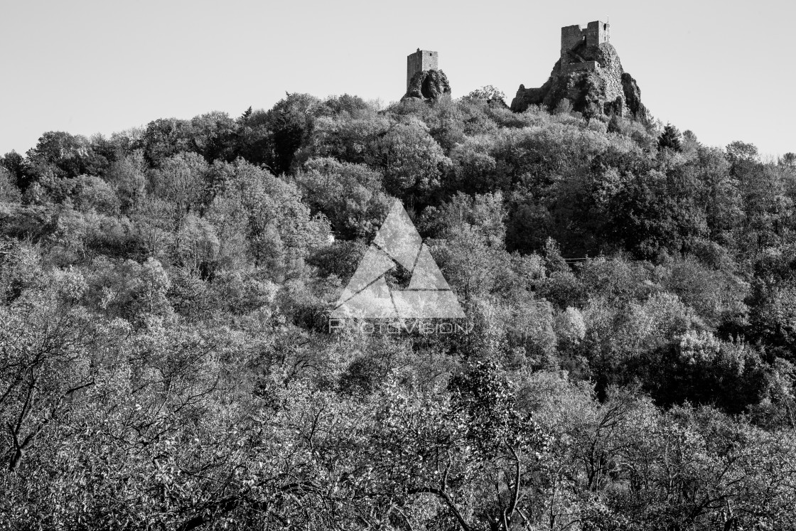 "Ruins of medieval Trosky Castle in Bohemia" stock image