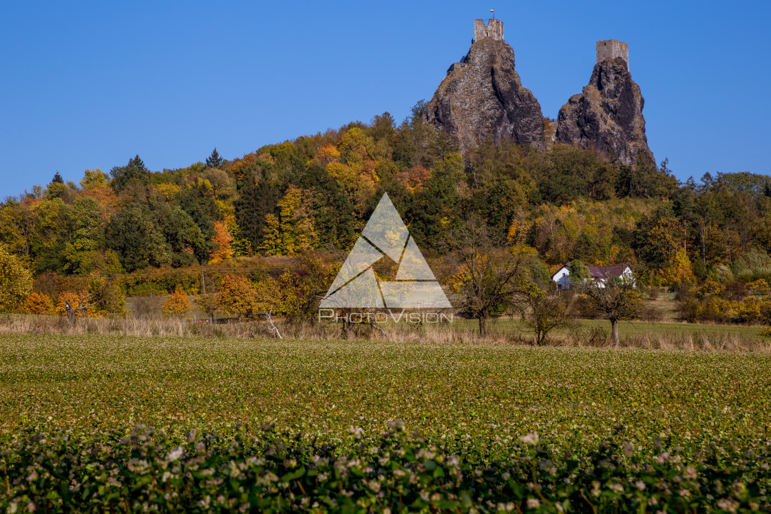 "Ruins of medieval Trosky Castle in Bohemia" stock image