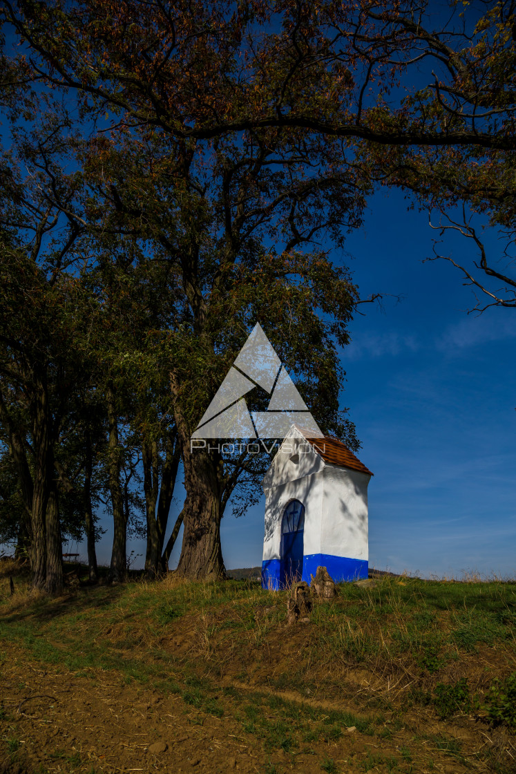 "Chapel of St. Barbora in field" stock image