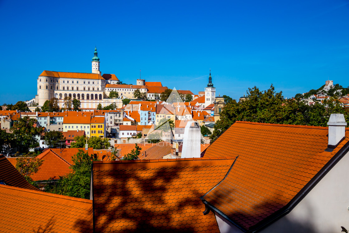 "South Moravian small town of Mikulov" stock image