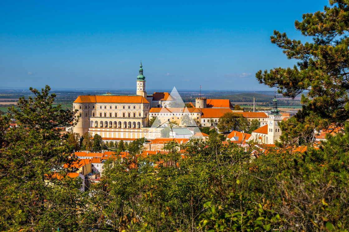 "South Moravian small town of Mikulov" stock image