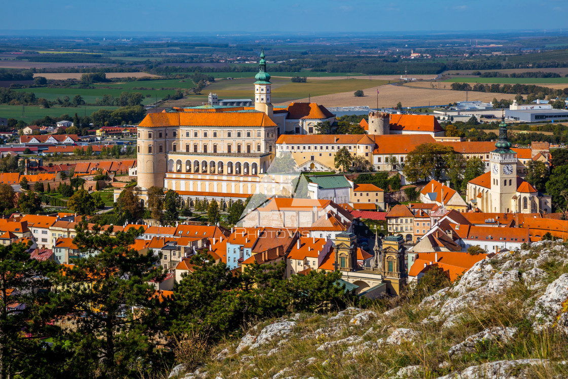 "South Moravian small town of Mikulov" stock image