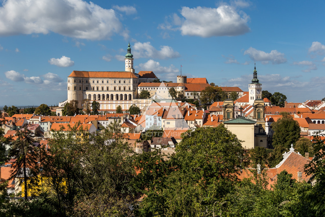 "South Moravian small town of Mikulov" stock image