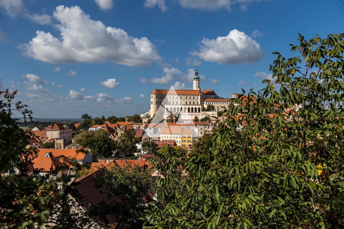 "South Moravian small town of Mikulov" stock image