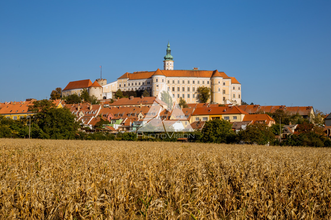 "South Moravian small town of Mikulov" stock image