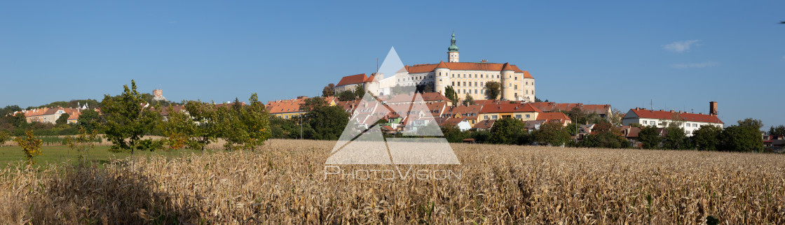 "Panorama South Moravian small town of Mikulov" stock image