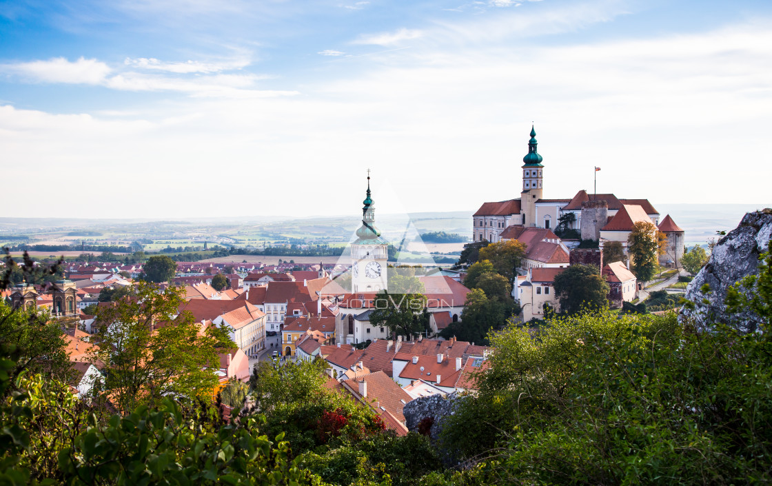 "South Moravian small town of Mikulov" stock image