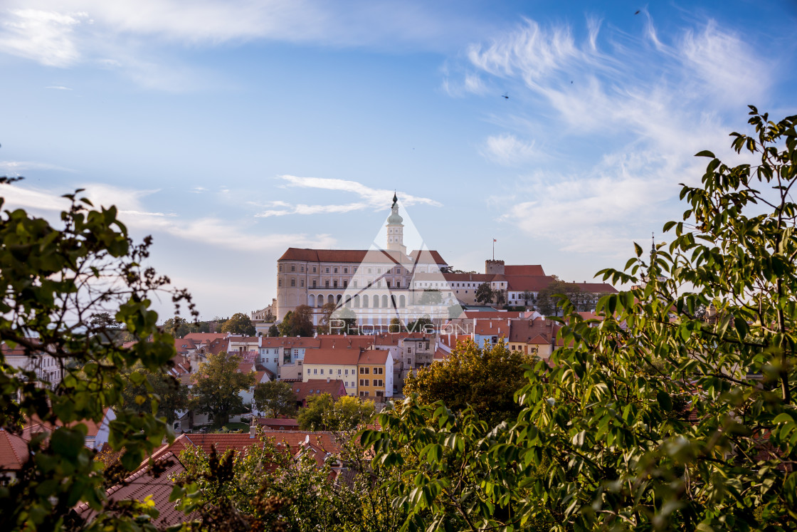 "South Moravian small town of Mikulov" stock image