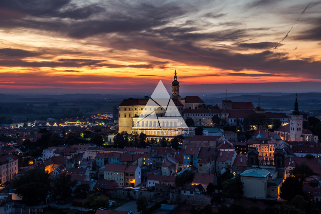 "Beautiful view on city Mikulov in night after sunset" stock image