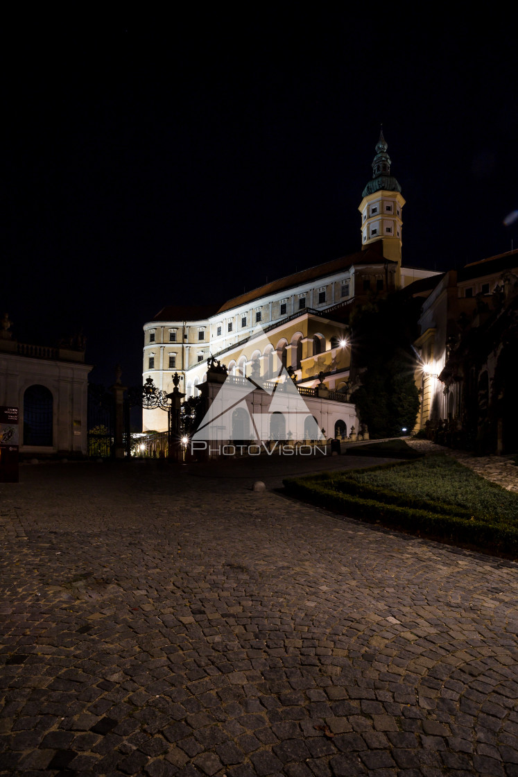 "Night view of Mikulov, South Moravia, Czech republic" stock image