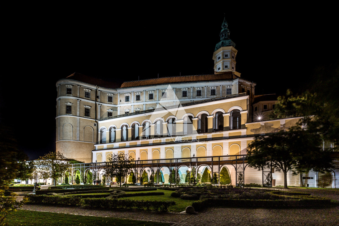 "Night view of Mikulov, South Moravia, Czech republic" stock image