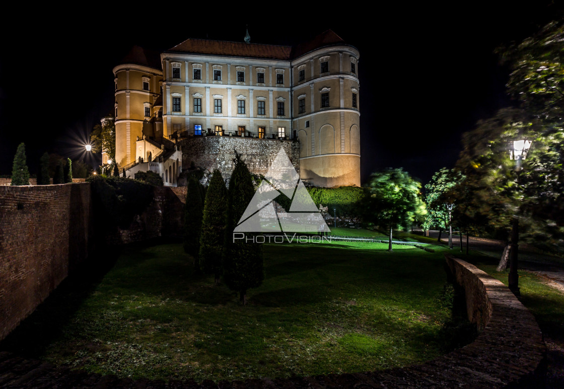 "Night view of Mikulov, South Moravia, Czech republic" stock image