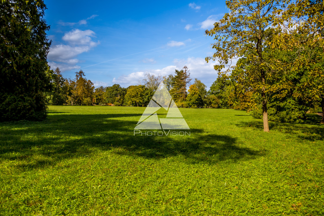 "Picturesque castle park, Lednice castle" stock image