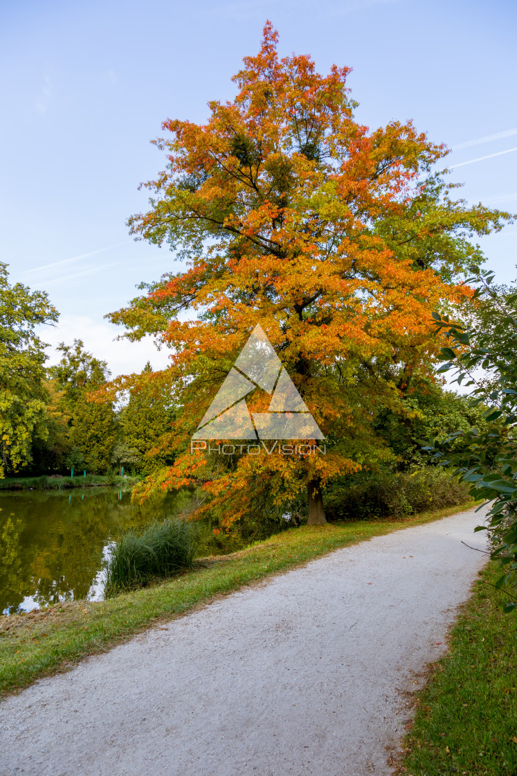 "Romantic English park, castle Lednice" stock image