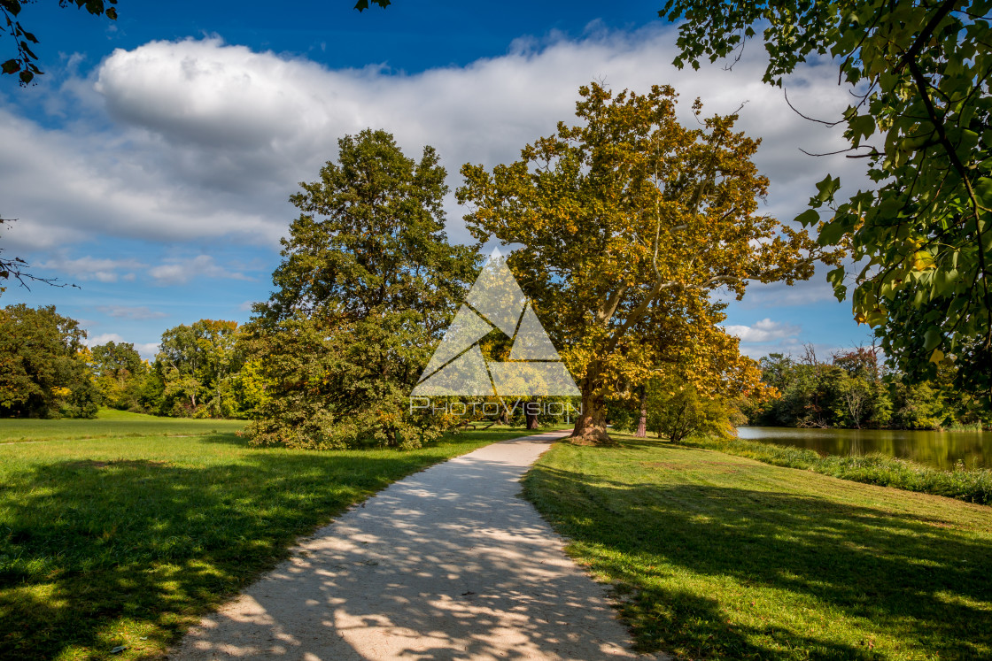 "Picturesque castle park, Lednice castle" stock image