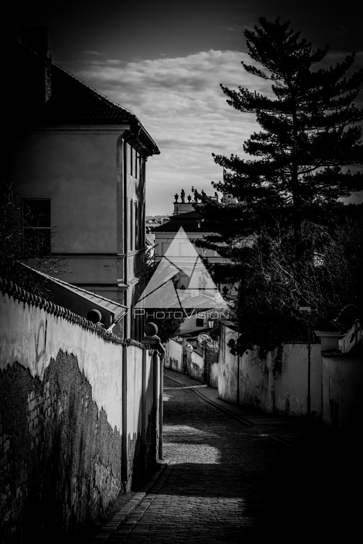 "Below Prague Castle, Vlašská street, Prague" stock image