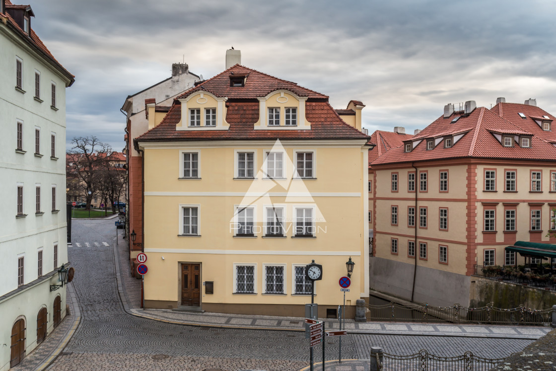 "Colorful houses, Certovka (the Davil's Stream), Kampa Island, th" stock image