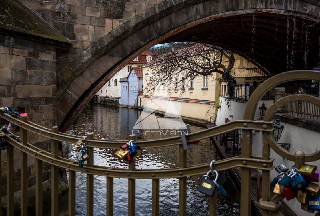 "Under the old Charles Bridge" stock image