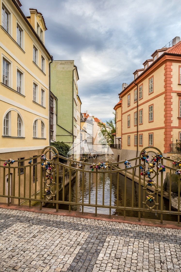 "Colorful houses, Certovka (the Davil's Stream), Kampa Island, th" stock image