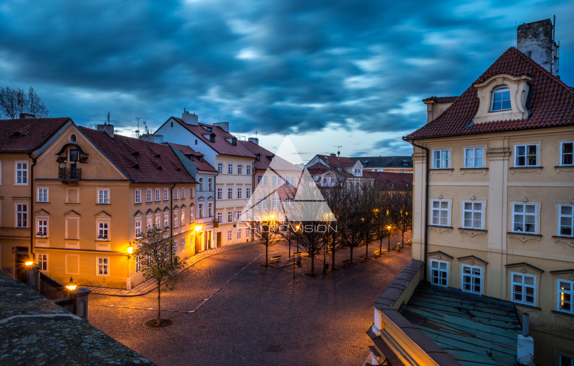 "Romantic views of Prague from Charles Bridge at sunrise" stock image