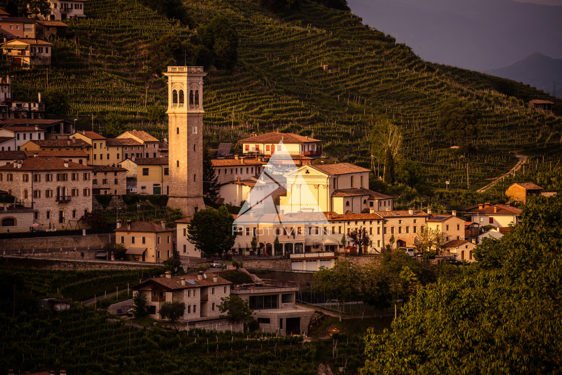 "Prosecco region, Sunset in Santo Stefano" stock image