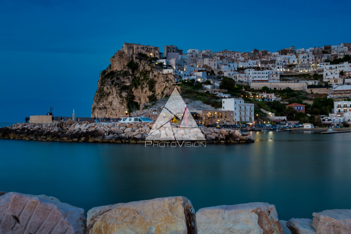 "Evening view of the city over the sea" stock image