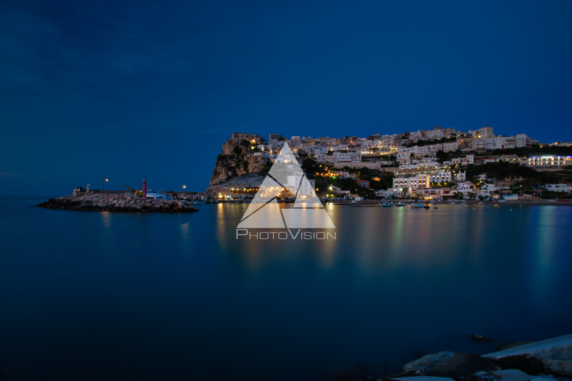 "Evening view of city over the sea" stock image