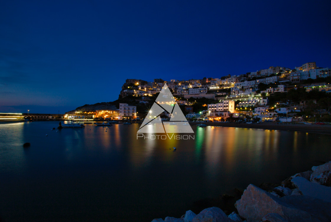 "Evening view of city over the sea" stock image