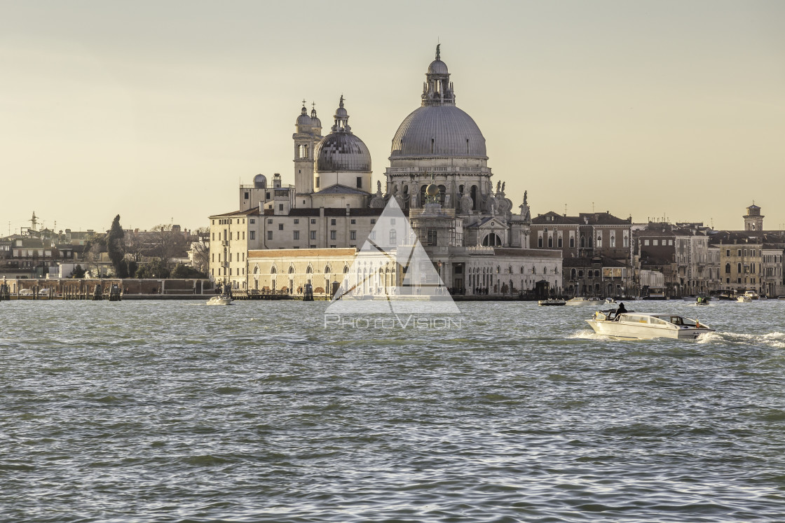 "Venice city skyline in winter sunlight" stock image