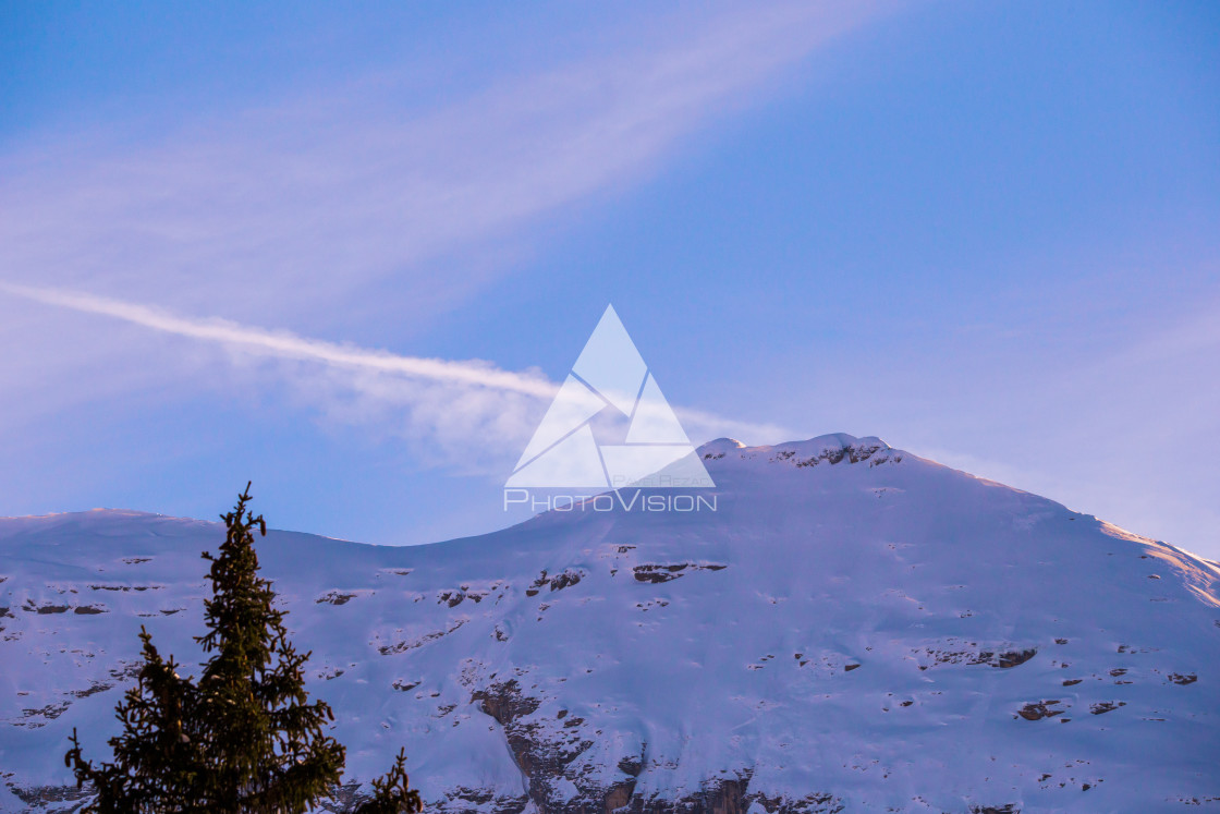 "Winter sunset in French Alps" stock image