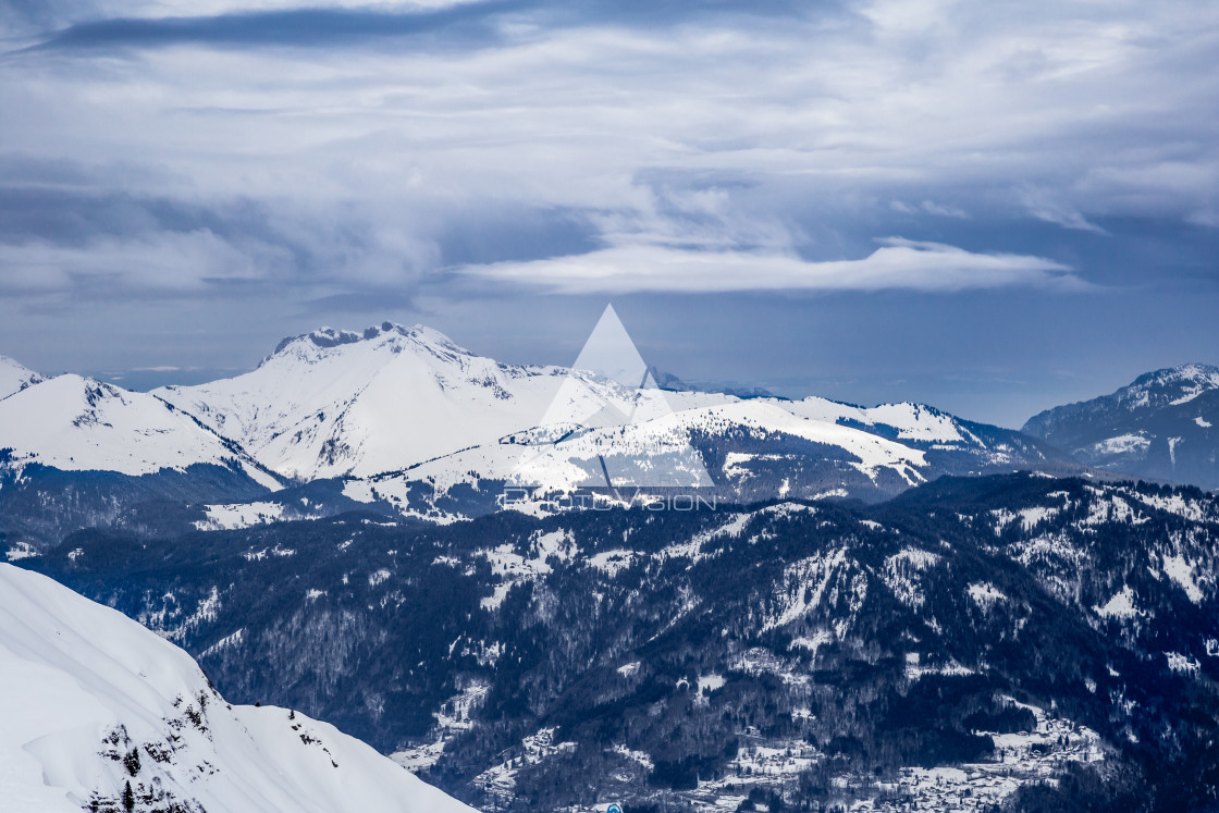 "Panorama of winter snowy Alps" stock image