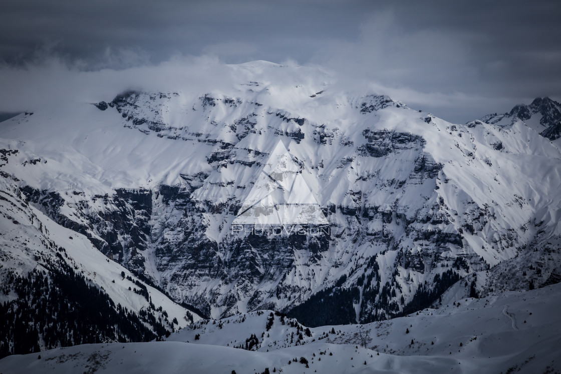 "Panorama of winter snowy Alps" stock image