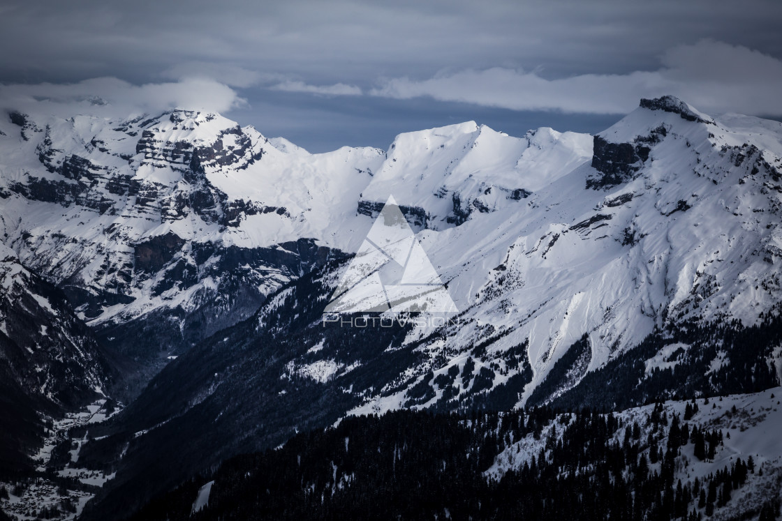 "Panorama of winter snowy Alps" stock image