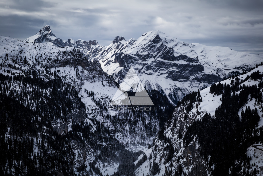 "Panorama of winter snowy Alps" stock image