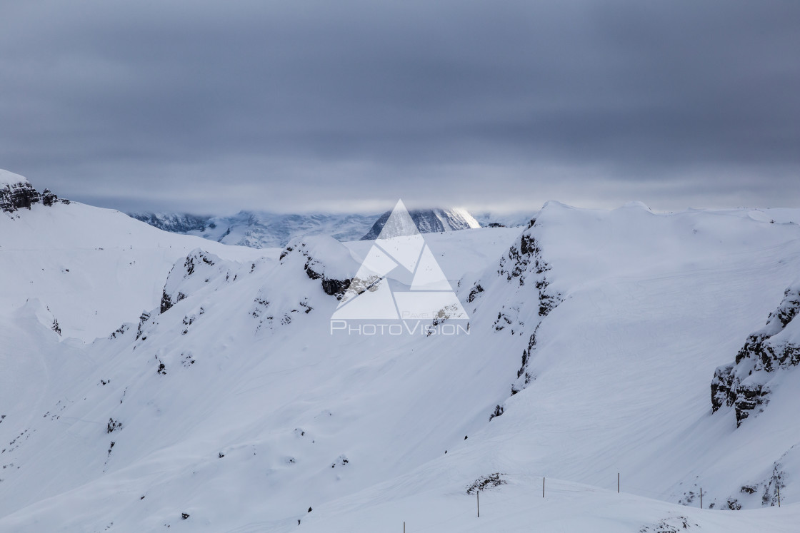 "Panorama of winter snowy Alps" stock image