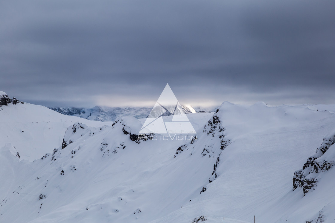 "Panorama of winter snowy Alps" stock image