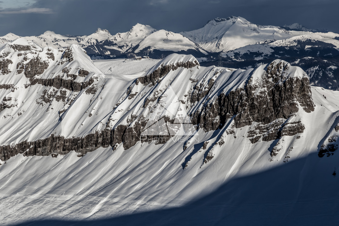 "Panorama of winter snowy Alps" stock image