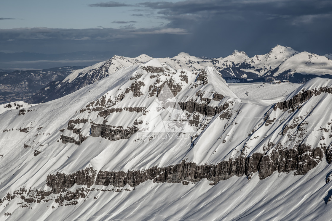 "Panorama of winter snowy Alps" stock image